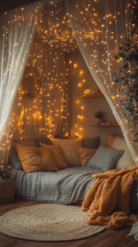 Inside a Cozy Blanket Fort with Cushions and Fairy Lights  Soft Aesthetic (125)