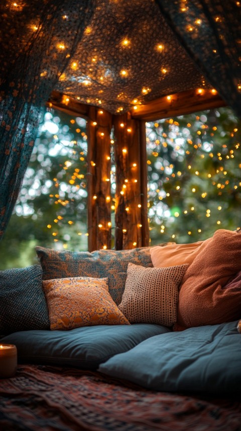 Inside a Cozy Blanket Fort with Cushions and Fairy Lights  Soft Aesthetic (122)