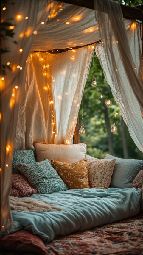 Inside a Cozy Blanket Fort with Cushions and Fairy Lights  Soft Aesthetic (103)