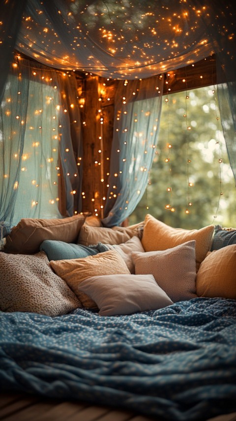 Inside a Cozy Blanket Fort with Cushions and Fairy Lights  Soft Aesthetic (119)