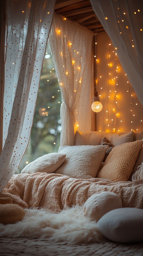 Inside a Cozy Blanket Fort with Cushions and Fairy Lights  Soft Aesthetic (135)