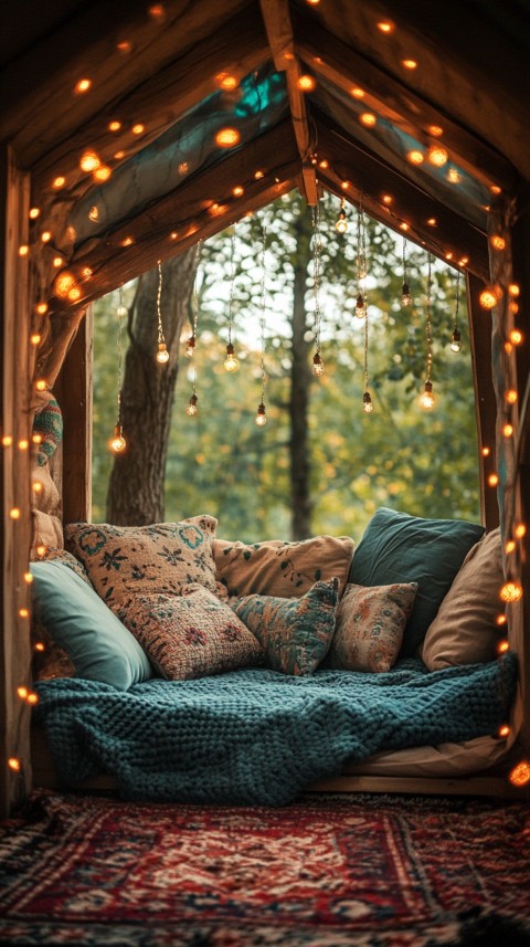 Inside a Cozy Blanket Fort with Cushions and Fairy Lights  Soft Aesthetic (133)