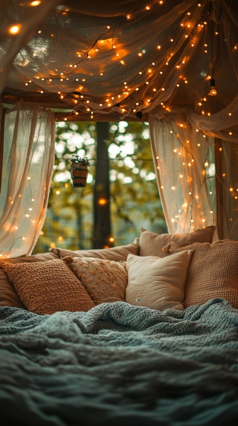 Inside a Cozy Blanket Fort with Cushions and Fairy Lights  Soft Aesthetic (130)