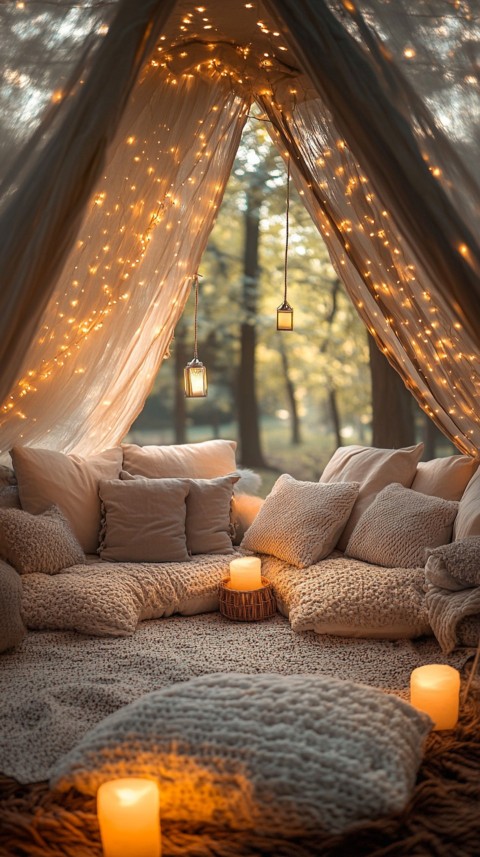 Inside a Cozy Blanket Fort with Cushions and Fairy Lights  Soft Aesthetic (131)