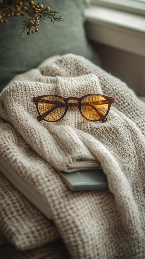 Overhead View of Bed Edge with Neatly Folded Clothes and Reading Glasses – Cozy Aesthetic (34)