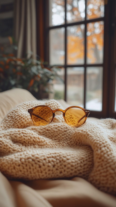 Overhead View of Bed Edge with Neatly Folded Clothes and Reading Glasses – Cozy Aesthetic (63)