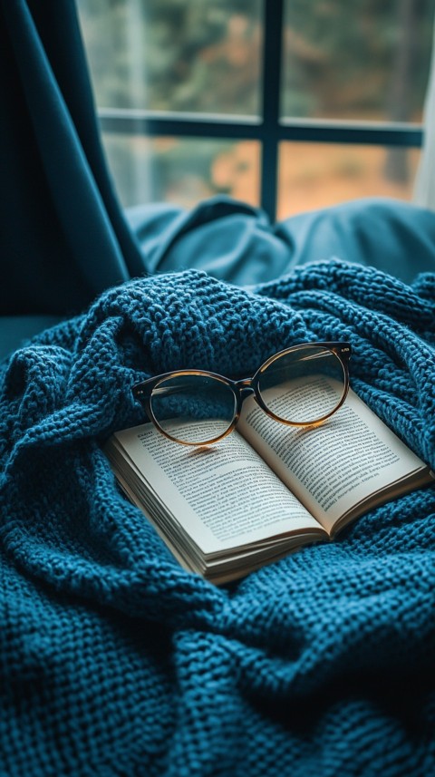 Overhead View of Bed Edge with Neatly Folded Clothes and Reading Glasses – Cozy Aesthetic (72)