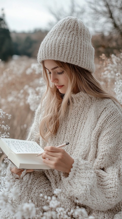 Woman’s Hands Writing on an Open Notebook on a White Desk – Cozy Feminine Blogger Aesthetic (349)