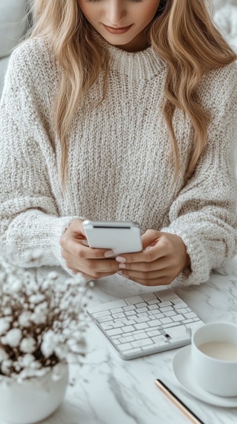 Woman's Hands Typing on a Mobile Phone – Feminine Blogger Aesthetic (18)