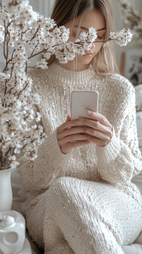 Woman's Hands Typing on a Mobile Phone – Feminine Blogger Aesthetic (67)