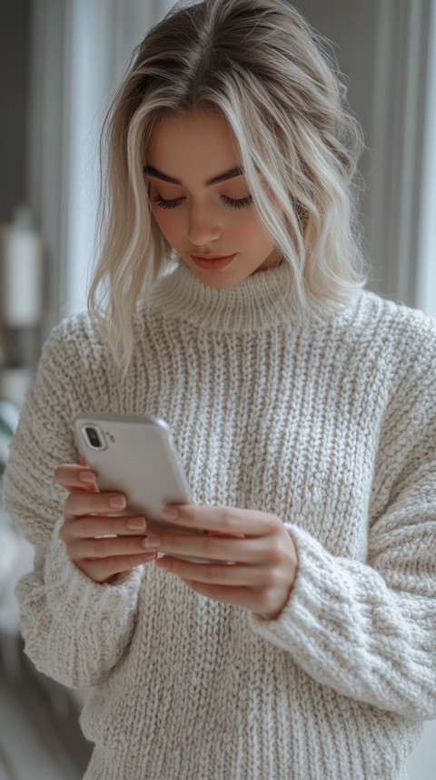 Woman's Hands Typing on a Mobile Phone – Feminine Blogger Aesthetic (69)