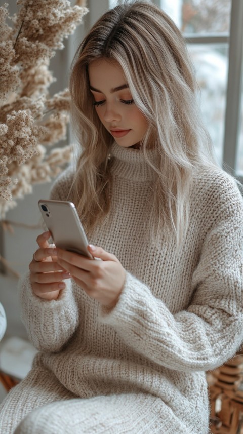 Woman's Hands Typing on a Mobile Phone – Feminine Blogger Aesthetic (64)