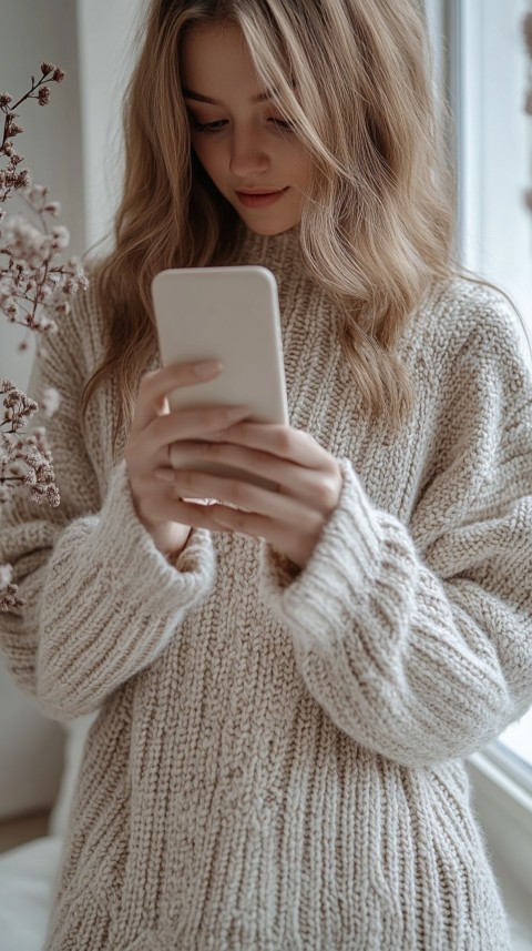 Woman's Hands Typing on a Mobile Phone – Feminine Blogger Aesthetic (76)