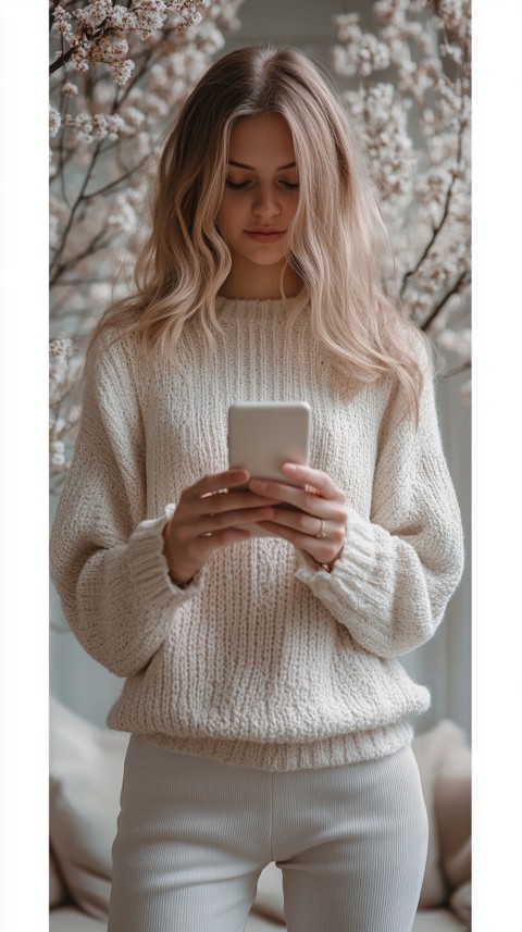 Woman's Hands Typing on a Mobile Phone – Feminine Blogger Aesthetic (80)