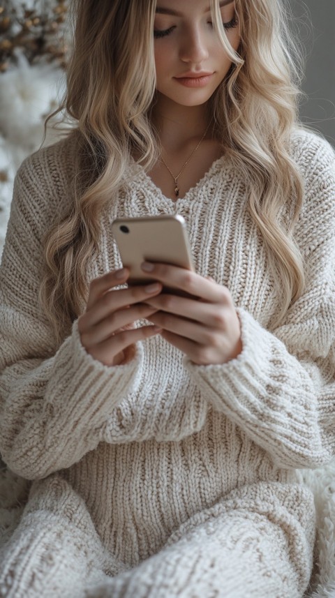 Woman's Hands Typing on a Mobile Phone – Feminine Blogger Aesthetic (95)