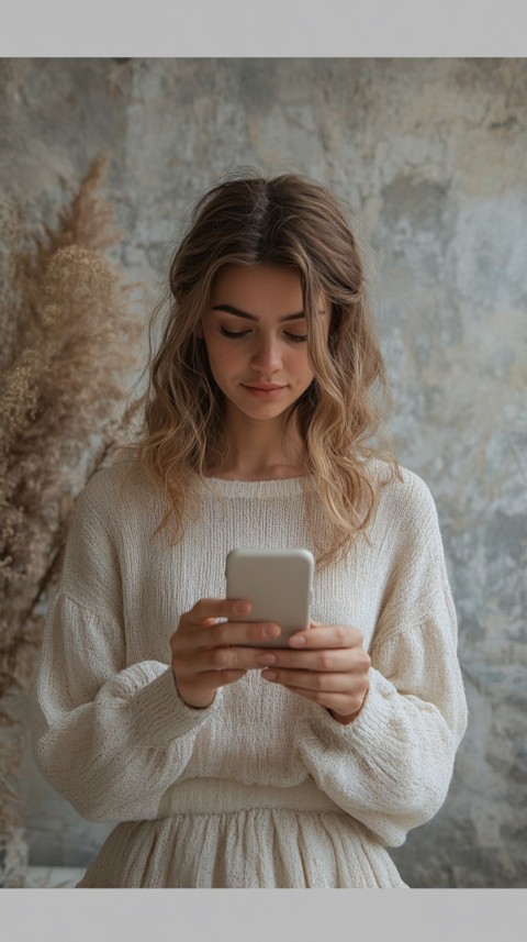 Woman's Hands Typing on a Mobile Phone – Feminine Blogger Aesthetic (90)