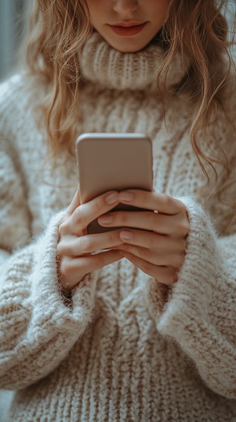 Woman's Hands Typing on a Mobile Phone – Feminine Blogger Aesthetic (115)