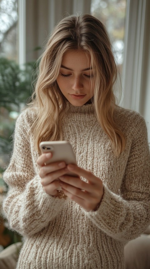 Woman's Hands Typing on a Mobile Phone – Feminine Blogger Aesthetic (109)