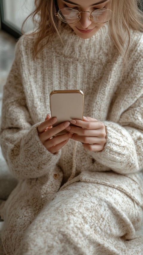 Woman's Hands Typing on a Mobile Phone – Feminine Blogger Aesthetic (132)