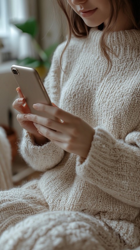 Woman's Hands Typing on a Mobile Phone – Feminine Blogger Aesthetic (130)