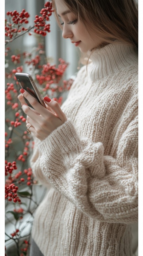 Woman's Hands Typing on a Mobile Phone – Feminine Blogger Aesthetic (113)