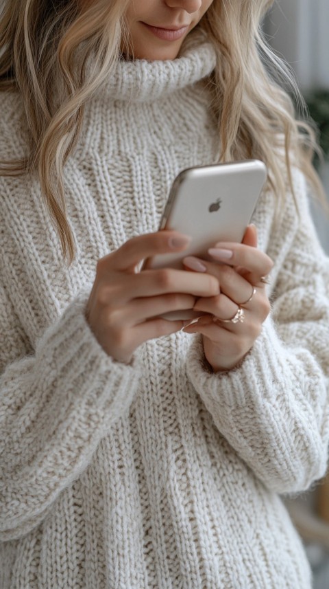 Woman's Hands Typing on a Mobile Phone – Feminine Blogger Aesthetic (126)