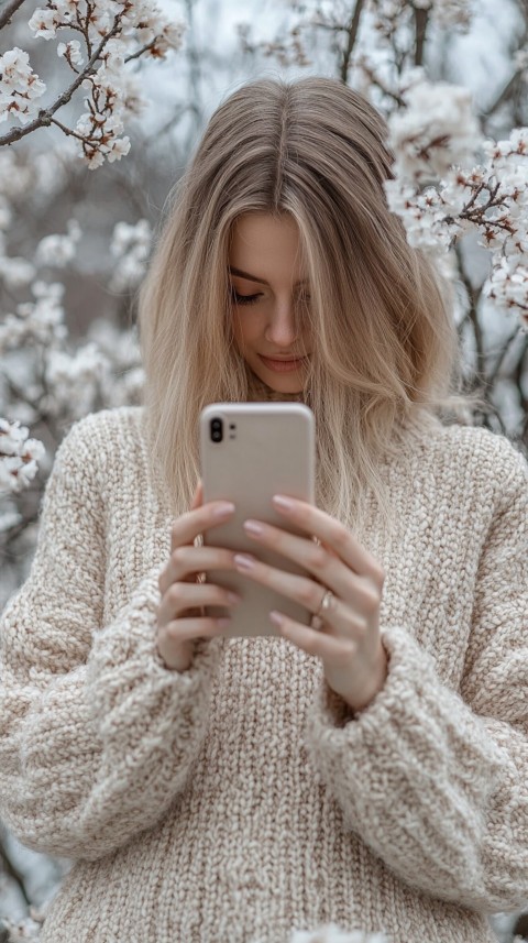 Woman's Hands Typing on a Mobile Phone – Feminine Blogger Aesthetic (149)