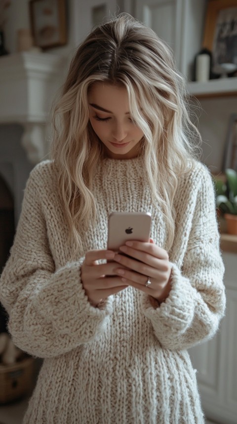 Woman's Hands Typing on a Mobile Phone – Feminine Blogger Aesthetic (179)