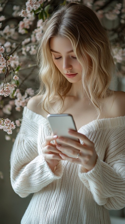 Woman's Hands Typing on a Mobile Phone – Feminine Blogger Aesthetic (173)