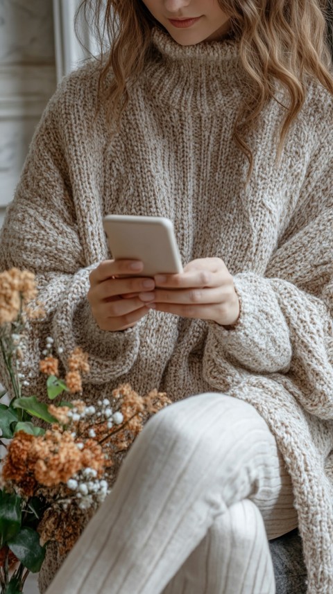 Woman's Hands Typing on a Mobile Phone – Feminine Blogger Aesthetic (163)