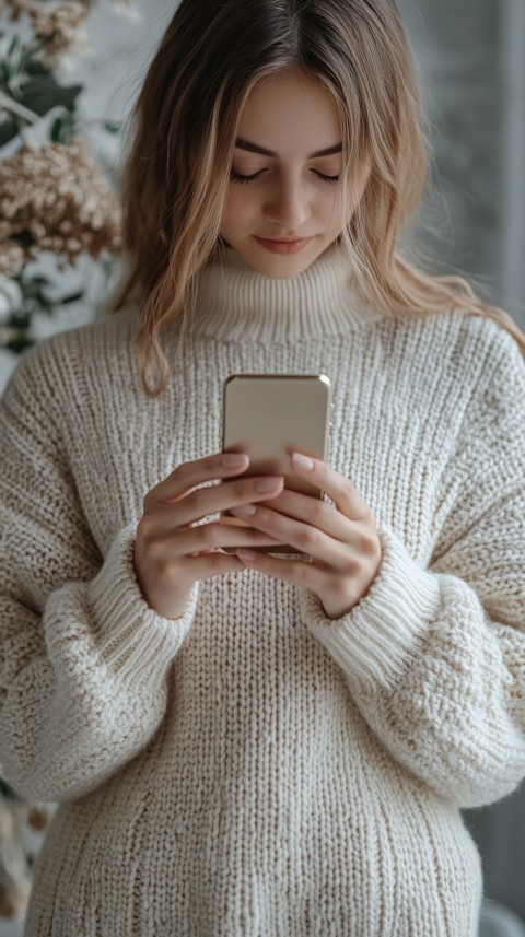 Woman's Hands Typing on a Mobile Phone – Feminine Blogger Aesthetic (144)