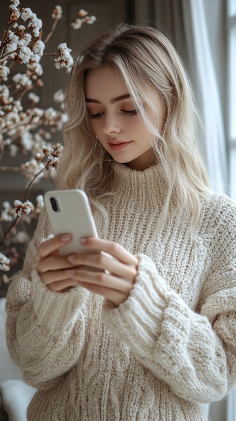 Woman's Hands Typing on a Mobile Phone – Feminine Blogger Aesthetic (148)