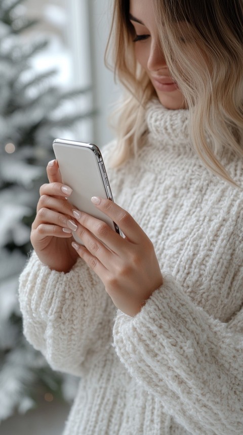 Woman's Hands Typing on a Mobile Phone – Feminine Blogger Aesthetic (210)