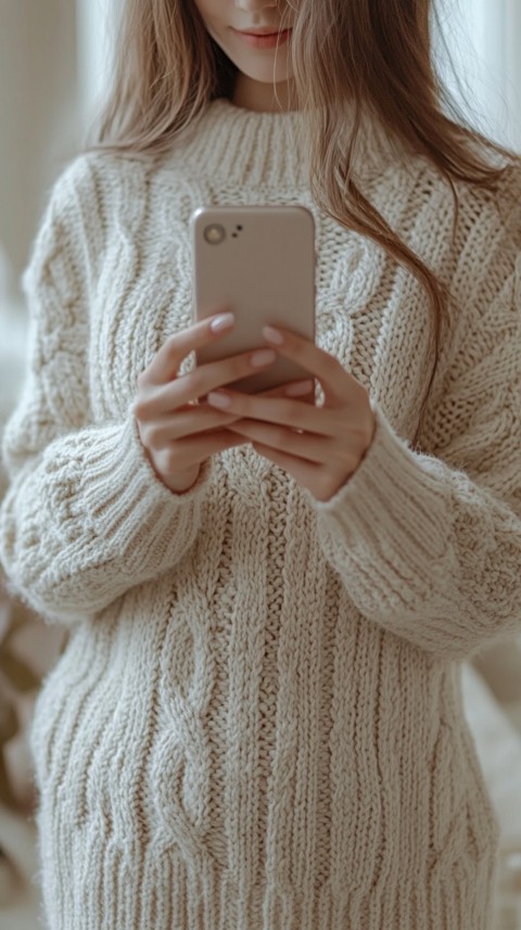 Woman's Hands Typing on a Mobile Phone – Feminine Blogger Aesthetic (211)