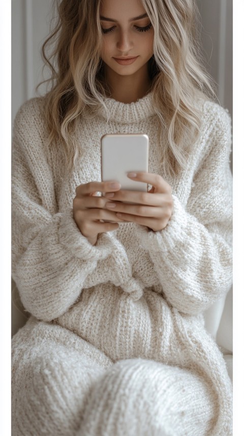 Woman's Hands Typing on a Mobile Phone – Feminine Blogger Aesthetic (220)