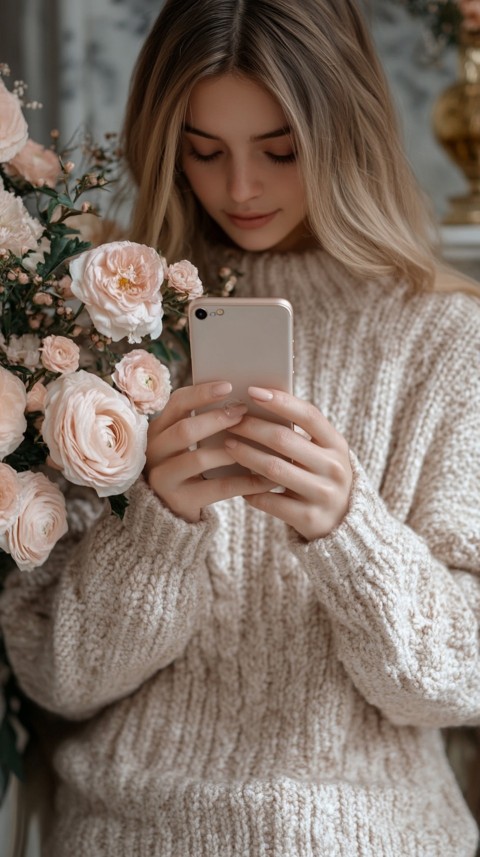 Woman's Hands Typing on a Mobile Phone – Feminine Blogger Aesthetic (194)