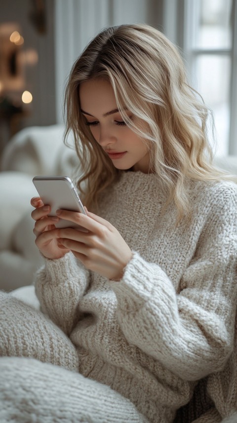 Woman's Hands Typing on a Mobile Phone – Feminine Blogger Aesthetic (195)