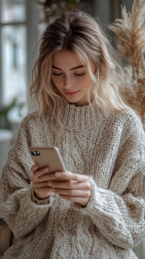 Woman's Hands Typing on a Mobile Phone – Feminine Blogger Aesthetic (199)