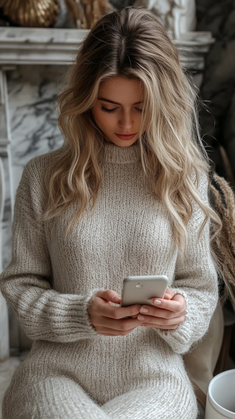 Woman's Hands Typing on a Mobile Phone – Feminine Blogger Aesthetic (193)