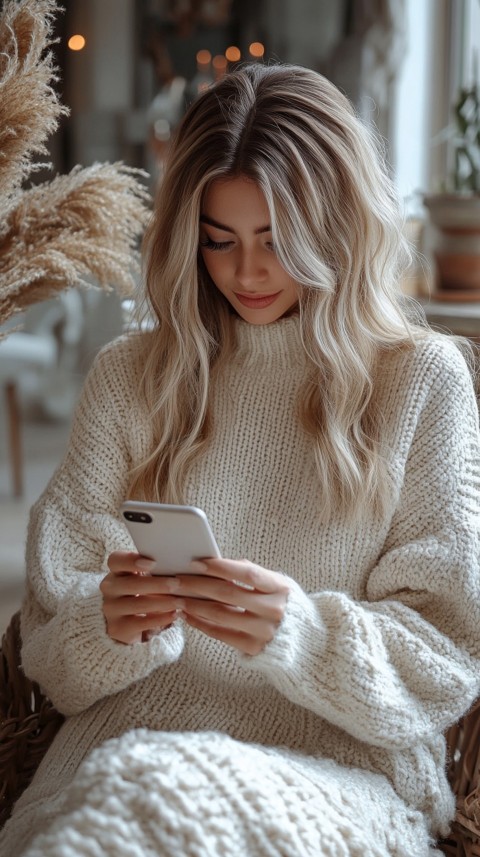 Woman's Hands Typing on a Mobile Phone – Feminine Blogger Aesthetic (204)