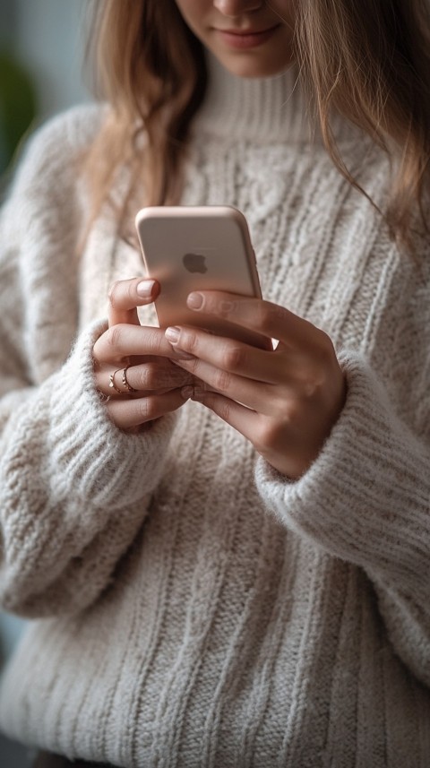 Woman's Hands Typing on a Mobile Phone – Feminine Blogger Aesthetic (224)