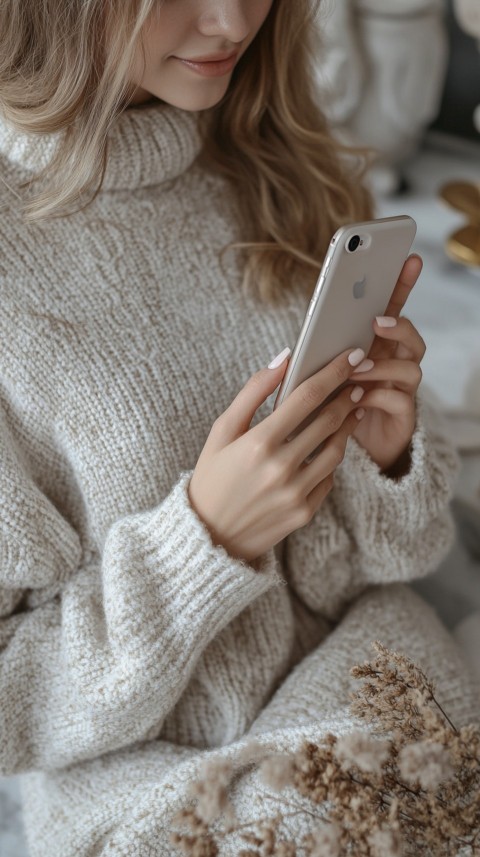 Woman's Hands Typing on a Mobile Phone – Feminine Blogger Aesthetic (248)