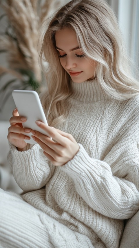 Woman's Hands Typing on a Mobile Phone – Feminine Blogger Aesthetic (225)