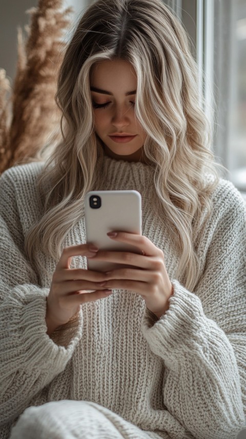 Woman's Hands Typing on a Mobile Phone – Feminine Blogger Aesthetic (254)