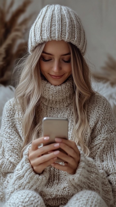 Woman's Hands Typing on a Mobile Phone – Feminine Blogger Aesthetic (234)