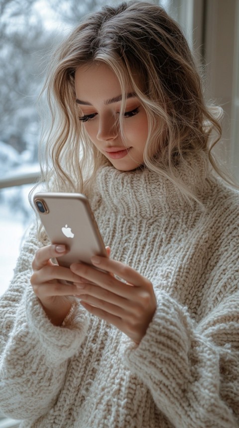 Woman's Hands Typing on a Mobile Phone – Feminine Blogger Aesthetic (245)