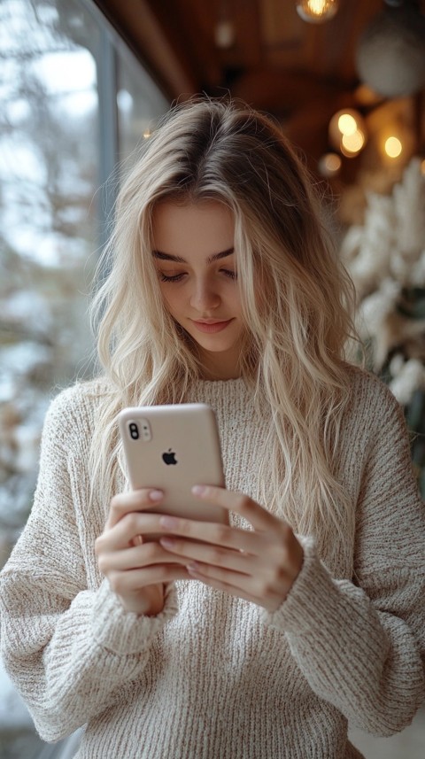 Woman's Hands Typing on a Mobile Phone – Feminine Blogger Aesthetic (226)