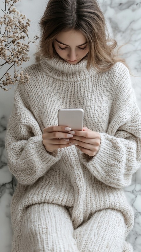 Woman's Hands Typing on a Mobile Phone – Feminine Blogger Aesthetic (239)