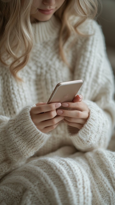 Woman's Hands Typing on a Mobile Phone – Feminine Blogger Aesthetic (263)