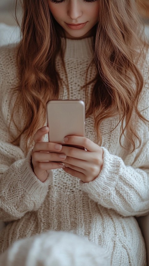 Woman's Hands Typing on a Mobile Phone – Feminine Blogger Aesthetic (274)